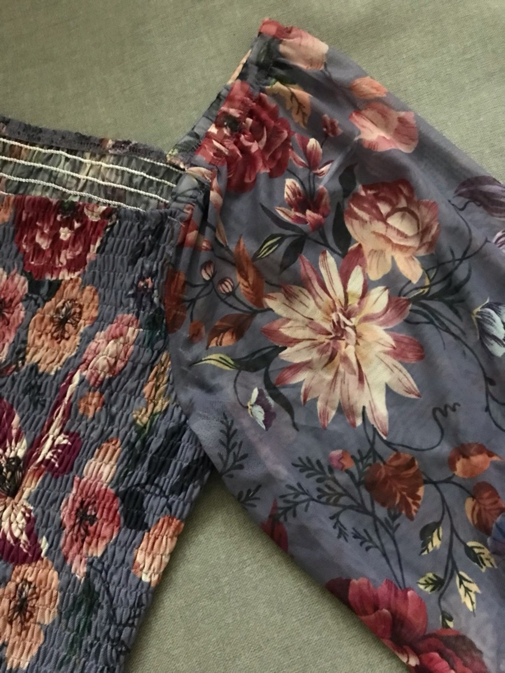 Anthropologie Rouen Lavender Floral Off-Shoulder Smocked Blouse - Picture 5 of 8